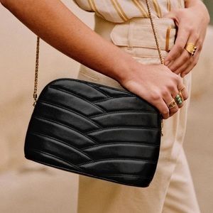 Sezane black quilted Victor bag